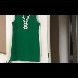 Elle Kelly Green Knit Lined Dress with White Trim size XL